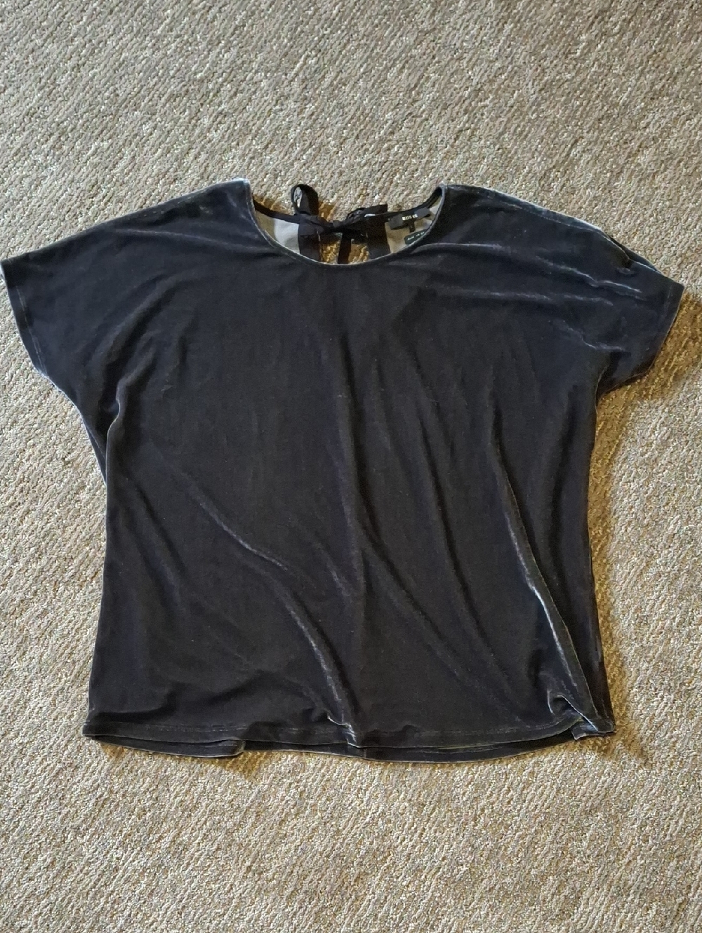 Miss Me Black Women's Short Sleeve Velvet Top